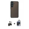 MARSİLYAN™- Galaxy S24 Kılıf Ahenk Çizgi Serisi - Siyah Vanessa Magic Cam + PVD Metal Kamera Lens - GD