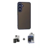 MARSİLYAN™- Galaxy S24 Kılıf Ahenk Çizgi Serisi - Siyah Vanessa Magic Cam + PVD Metal Kamera Lens - SH