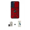 MARSİLYAN™- Galaxy S24 Kılıf Ahenk Klasik - Şeffaf Pasifik Cam Ekran Koruyucu + Bilvis Titan Kamera Lens - DNMR