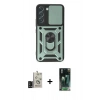 MARSİLYAN™- Galaxy S24 Kılıf Ahenk Klasik - Siyah 360 Mat Full Body Arka Koruyucu + Bilvis Titan Kamera Lens - SH