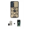 MARSİLYAN™- Galaxy S24 Kılıf Ahenk Klasik - Siyah 360 Mat Full Body Arka Koruyucu + Bilvis Titan Kamera Lens - SH