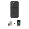 MARSİLYAN™- Galaxy S24 Kılıf Ahenk Klasik - Siyah 360 Mat Full Body Arka Koruyucu + Bilvis Titan Kamera Lens - SH