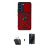 MARSİLYAN™- Galaxy S24 Kılıf Ahenk Klasik - Siyah 3D Antistatik Hayalet Cam Ekran Koruyucu + Kamera Lens Koruma Cam - SF