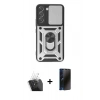 MARSİLYAN™- Galaxy S24 Kılıf Ahenk Klasik - Siyah 3D Antistatik Hayalet Cam Ekran Koruyucu + Kamera Lens Koruma Cam - SF