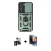 MARSİLYAN™- Galaxy S24 Kılıf Ahenk Klasik - Siyah 3D Antistatik Mat Seramik Nano Ekran Koruyucu + PVD Metal Kamera Lens - SH
