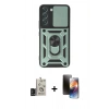 MARSİLYAN™- Galaxy S24 Kılıf Ahenk Klasik - Siyah 3D Antistatik Mat Seramik Nano Ekran Koruyucu + Bilvis Titan Kamera Lens - SH