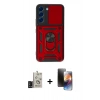 MARSİLYAN™- Galaxy S24 Kılıf Ahenk Klasik - Siyah 3D Antistatik Mat Seramik Nano Ekran Koruyucu + Bilvis Titan Kamera Lens - SH
