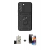 MARSİLYAN™- Galaxy S24 Kılıf Ahenk Klasik - Siyah 3D Antistatik Mat Seramik Nano Ekran Koruyucu + Bilvis Titan Kamera Lens - SH