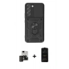 MARSİLYAN™- Galaxy S24 Kılıf Ahenk Klasik - Siyah 6D Antistatik Mat Seramik Hayalet Nano Ekran Koruyucu + PVD Metal Kamera Lens - DNMR