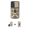 MARSİLYAN™- Galaxy S24 Kılıf Ahenk Klasik - Siyah Bilvis 3D Cam Ekran Koruyucu + Bilvis Titan Kamera Lens - DNMR