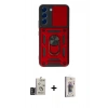 MARSİLYAN™- Galaxy S24 Kılıf Ahenk Klasik - Siyah Bilvis 3D Cam Ekran Koruyucu + Bilvis Titan Kamera Lens - DNMR
