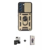 MARSİLYAN™- Galaxy S24 Kılıf Ahenk Klasik - Siyah Bilvis 3D Cam Ekran Koruyucu + PVD Metal Kamera Lens - SH