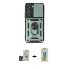 MARSİLYAN™- Galaxy S24 Kılıf Ahenk Klasik - Siyah Polymer Nano Ekran Koruyucu + Bilvis Titan Kamera Lens - DNMR