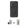 MARSİLYAN™- Galaxy S24 Kılıf Ahenk Klasik - Siyah Polymer Nano Ekran Koruyucu + Bilvis Titan Kamera Lens - GD