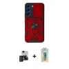 MARSİLYAN™- Galaxy S24 Kılıf Ahenk Klasik - Siyah Polymer Nano Ekran Koruyucu + PVD Metal Kamera Lens - SH