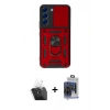 MARSİLYAN™- Galaxy S24 Kılıf Ahenk Klasik - Siyah Vanessa Magic Cam + Kamera Lens Koruma Cam - SF