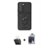 MARSİLYAN™- Galaxy S24 Kılıf Ahenk Klasik - Siyah Vanessa Magic Cam + Kamera Lens Koruma Cam - SF