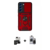 MARSİLYAN™- Galaxy S24 Kılıf Ahenk Klasik - Siyah Vanessa Magic Hayalet Cam + PVD Metal Kamera Lens - SH