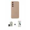 MARSİLYAN™- Galaxy S24 Kılıf Ahenk Serisi - Şeffaf Pasifik Cam Ekran Koruyucu + Bilvis Titan Kamera Lens - DNMR