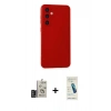 MARSİLYAN™- Galaxy S24 Kılıf Ahenk Serisi - Şeffaf Pasifik Cam Ekran Koruyucu + Bilvis Titan Kamera Lens - DNMR