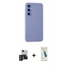 MARSİLYAN™- Galaxy S24 Kılıf Ahenk Serisi - Şeffaf Pasifik Cam Ekran Koruyucu + PVD Metal Kamera Lens - DNMR