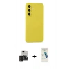 MARSİLYAN™- Galaxy S24 Kılıf Ahenk Serisi - Şeffaf Pasifik Cam Ekran Koruyucu + PVD Metal Kamera Lens - DNMR