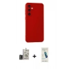 MARSİLYAN™- Galaxy S24 Kılıf Ahenk Serisi - Şeffaf Pasifik Cam Ekran Koruyucu + Bilvis Titan Kamera Lens - GD