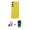 MARSİLYAN™- Galaxy S24 Kılıf Ahenk Serisi - Siyah 360 Mat Full Body Arka Koruyucu + Bilvis Titan Kamera Lens - DNMR