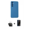 MARSİLYAN™- Galaxy S24 Kılıf Ahenk Serisi - Siyah 3D Antistatik Hayalet Cam Ekran Koruyucu + Kamera Lens Koruma Cam - SF