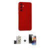 MARSİLYAN™- Galaxy S24 Kılıf Ahenk Serisi - Siyah 3D Antistatik Mat Seramik Nano Ekran Koruyucu + Bilvis Titan Kamera Lens - DNMR