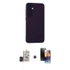 MARSİLYAN™- Galaxy S24 Kılıf Ahenk Serisi - Siyah 3D Antistatik Mat Seramik Nano Ekran Koruyucu + Bilvis Titan Kamera Lens - DNMR