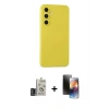 MARSİLYAN™- Galaxy S24 Kılıf Ahenk Serisi - Siyah 3D Antistatik Mat Seramik Nano Ekran Koruyucu + Bilvis Titan Kamera Lens - DNMR