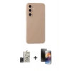 MARSİLYAN™- Galaxy S24 Kılıf Ahenk Serisi - Siyah 3D Antistatik Mat Seramik Nano Ekran Koruyucu + Bilvis Titan Kamera Lens - DNMR