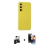 MARSİLYAN™- Galaxy S24 Kılıf Ahenk Serisi - Siyah 3D Antistatik Mat Seramik Nano Ekran Koruyucu + PVD Metal Kamera Lens - TNGI