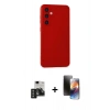 MARSİLYAN™- Galaxy S24 Kılıf Ahenk Serisi - Siyah 3D Antistatik Mat Seramik Nano Ekran Koruyucu + PVD Metal Kamera Lens - TNGI