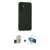 MARSİLYAN™- Galaxy S24 Kılıf Ahenk Serisi - Siyah 3D Antistatik Seramik Nano Ekran Koruyucu + Bilvis Titan Kamera Lens - GD