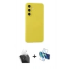 MARSİLYAN™- Galaxy S24 Kılıf Ahenk Serisi - Siyah 3D Antistatik Seramik Nano Ekran Koruyucu + Kamera Lens Koruma Cam - SF