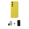 MARSİLYAN™- Galaxy S24 Kılıf Ahenk Serisi - Siyah 6D Antistatik Mat Seramik Hayalet Nano Ekran Koruyucu + Bilvis Titan Kamera Lens - SH