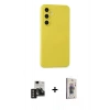 MARSİLYAN™- Galaxy S24 Kılıf Ahenk Serisi - Siyah Bilvis 3D Cam Ekran Koruyucu + PVD Metal Kamera Lens - GD
