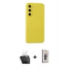 MARSİLYAN™- Galaxy S24 Kılıf Ahenk Serisi - Siyah Bilvis 3D Cam Ekran Koruyucu + Kamera Lens Koruma Cam - SF