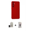 MARSİLYAN™- Galaxy S24 Kılıf Ahenk Serisi - Siyah Bilvis 3D Cam Ekran Koruyucu + Bilvis Titan Kamera Lens - SH