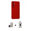 MARSİLYAN™- Galaxy S24 Kılıf Ahenk Serisi - Siyah Bilvis Hayalet Cam Ekran Koruyucu + Bilvis Titan Kamera Lens - DNMR