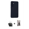 MARSİLYAN™- Galaxy S24 Kılıf Ahenk Serisi - Siyah Bilvis Hayalet Cam Ekran Koruyucu + Kamera Lens Koruma Cam - SF