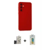MARSİLYAN™- Galaxy S24 Kılıf Ahenk Serisi - Siyah Polymer Nano Ekran Koruyucu + Bilvis Titan Kamera Lens - DNMR