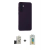 MARSİLYAN™- Galaxy S24 Kılıf Ahenk Serisi - Siyah Polymer Nano Ekran Koruyucu + Bilvis Titan Kamera Lens - DNMR