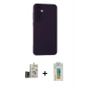 MARSİLYAN™- Galaxy S24 Kılıf Ahenk Serisi - Siyah Polymer Nano Ekran Koruyucu + Bilvis Titan Kamera Lens - GD