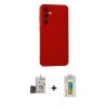 MARSİLYAN™- Galaxy S24 Kılıf Ahenk Serisi - Siyah Polymer Nano Ekran Koruyucu + Bilvis Titan Kamera Lens - GD