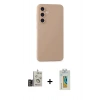 MARSİLYAN™- Galaxy S24 Kılıf Ahenk Serisi - Siyah Polymer Nano Ekran Koruyucu + Bilvis Titan Kamera Lens - GD