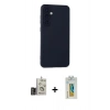 MARSİLYAN™- Galaxy S24 Kılıf Ahenk Serisi - Siyah Polymer Nano Ekran Koruyucu + Bilvis Titan Kamera Lens - GD