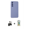 MARSİLYAN™- Galaxy S24 Kılıf Ahenk Serisi - Siyah Polymer Nano Ekran Koruyucu + PVD Metal Kamera Lens - SH
